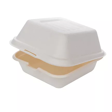 Bagasse Biodegradable Food Container - Clam Shell Deli Boxes x 50 - Coffee Supplies